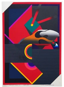 Akira Kurosaki " Secret Codes 6 " 1973 Woodblock Print Autograph - Picture 1 of 7