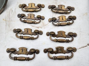 8 Large ORNATE Vintage METAL Dresser Drawer Handles Pull Furniture Hardware - Picture 1 of 6