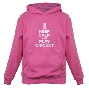 Keep Calm and Play Cricket - Kids Childrens Hoodie World Cup Ashes Twenty20 T20 - Picture 1 of 6