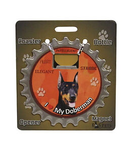 Doberman Pinscher dog coaster magnet bottle opener Bottle Ninjas magnetic