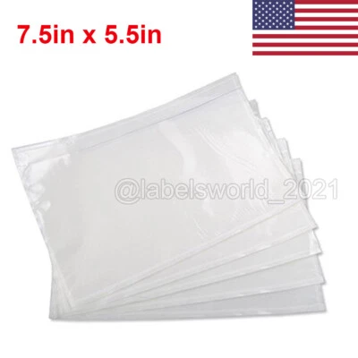 7.5" x 5.5" Clear Adhesive Packing List Shipping Label Envelopes Pouches 50-1000 - Image 1 of 4
