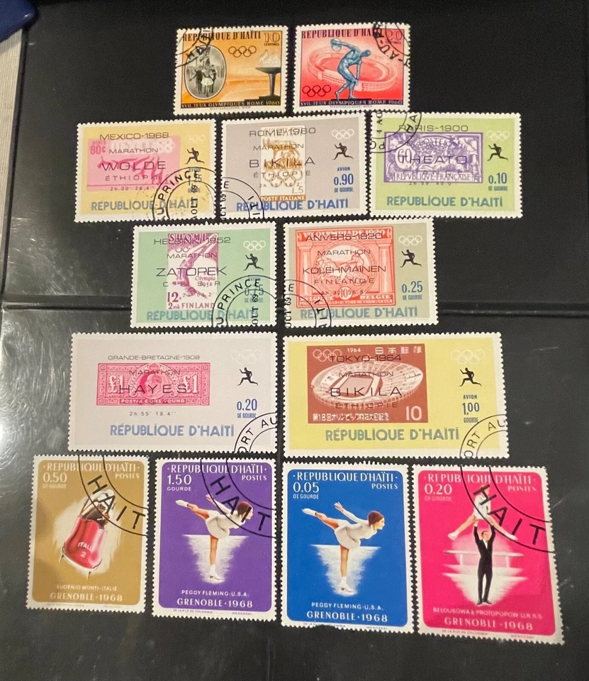 HAITI  stamps lot of 13 Olympic Games 7 overprints - Image 1 of 1
