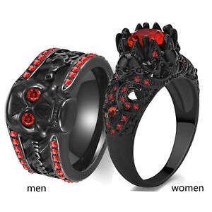Skull Ring Couple Ring Mens Band Women's Wedding Ring Punk Ring His Her Rings