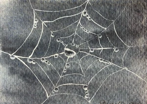 Original Watercolour Cobweb Painting ACEO - Picture 1 of 4