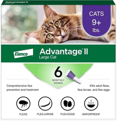 Advantage II для больших кошек (9 фунтов и более) 6 доз - Изображение 1 из 4