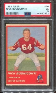 1963 Fleer #10 Nick Buoniconti RC PSA 5 Boston Patriots HOF Notre Dame - Picture 1 of 1