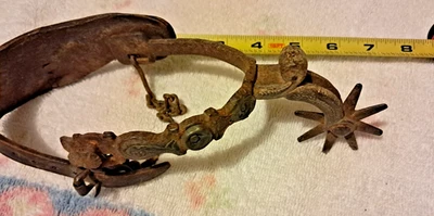 古董 19 世纪 80 年代墨西哥索诺兰单马刺带大划线 # 2 — 第 1/4 张图片