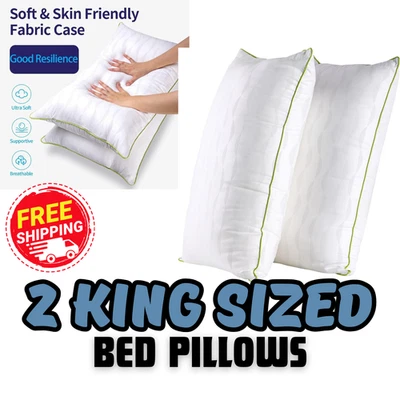 BRANDED01 Set OF 2 King Size Bed Pillows For Sleeping Adjustable Cooling Hotel Quality NEW