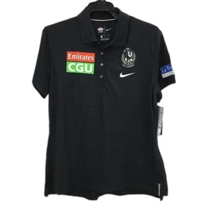 NEW AFL Nike Collingwood Magpies Black Polo Shirt Short Sleeve Ladies Size Large - Picture 1 of 5