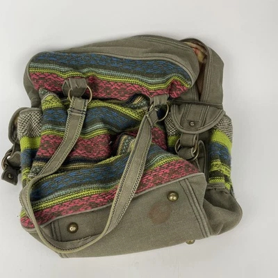 Free People Canvas Knit Boho Weekend Bag – Multicolor Striped Bohemian Tote - Image 1 of 4