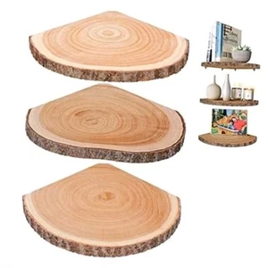 Corner Floating Shelves(3Pcs Wood Corner Shelf Rustic Corner Shelves Wall Round - Picture 1 of 4