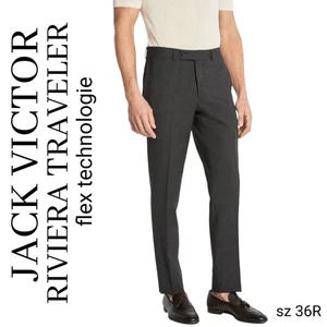 Pantalones Jack Victor Riviera Traveler Frente Plano Mezcla Lana Pantalones Carbón - Imagen 1 de 10