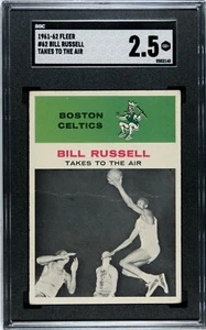 SGC 2.5 GD+ 1961 FLEER BILL RUSSELL #62 CELTICS ACCIÓN HOF 03145 CENTRADO EN NOVATO - Imagen 1 de 2
