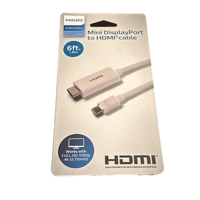 Philips Mini DisplayPort to HDMI Cable White 6 Foot Length - Image 1 of 2