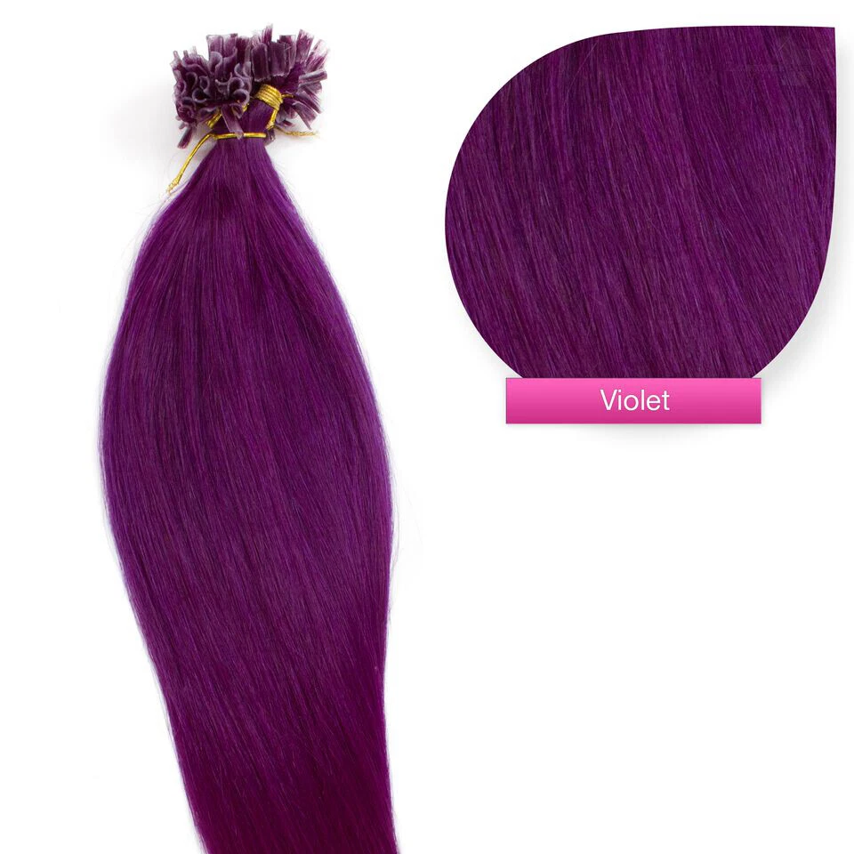 Keratin Bonding (# Violett) Hair Extensions 100% Remy Echthaar Haarverlängerung - Bild 1 von 1