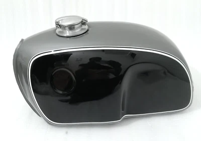 BMW R100 RT RS R90 R80 R75 TANQUE DE COMBUSTIBLE DE ACERO PINTADO NEGRO Y GRIS + TAPA | Apto para Foto 1 de 4
