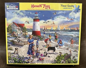 WHITE MOUNTAIN PUZZLE #1639 "Beach Fun" 1000 PEZZI Nuovo Sigillato USA - Foto 1 di 2