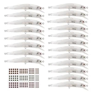 20x Unpainted Crankbaits DIY Blank Floating Fishing Lure Kit 3D Fish Eye Sticker - Picture 1 of 10