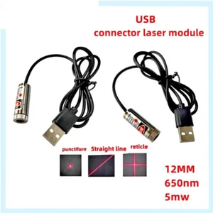 USB 650nm 5mW Rojo Punto/Línea/Cruz Módulo Láser Cabeza Cristal Objetivo Enfocable - Imagen 1 de 9