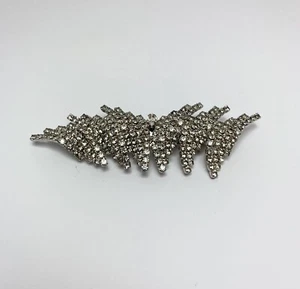 Vintage Silver Tone Clear Rhinestone Hair Barrette Clip Hair Accessories - Picture 1 of 6