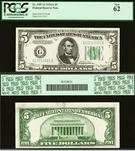 1934A $5 Federal Reserve Note PCGS 62 - Chicago - Fr 1957-G - Picture 1 of 3