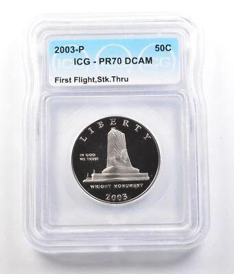 2003-P First Flight Commemorative Half Dollar Struck Thru PR70 DCAM ICG *0777 - Image 1 of 3