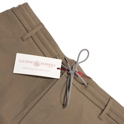 Pantalones informales Luciano Barbera nuevos con etiquetas talla 50 (34 EE. UU.) en jersey marrón mezcla de algodón Foto 1 de 4