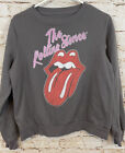 Rolling Stones womens medium crop pullover sweatshirt crew tongue lip graphic