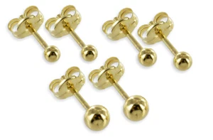 925 ECHT SILBER GOLD PL. Kugel Ohrstecker Ohrringe oder Set 2-3-4-5-6-8-10 mm Ø - Picture 1 of 11
