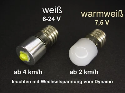 LED Birnen Lampen E10 für Fahrrad Dynamo - Bild 1 von 4