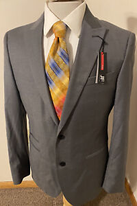 NEW J Ferrar Sz 40R Slim Fit Solid Gray Sport Coat Blazer Jacket NWT $190