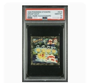 PSA 10 Gem Mint 1999 Pokemon Sticker ~ Group Shot - ArtBox Ser. 1 Rare Gold #G14 - Picture 1 of 3