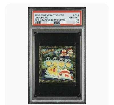 PSA 10 Gem Mint 1999 Pokemon Sticker ~ Group Shot - ArtBox Ser. 1 Rare Gold #G14 - Image 1 of 3
