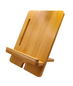 [B-WARE] Bambus Tablet Ständer Tisch Halterung für iPad eBook Reader 2-teilig - Afbeelding 1 van 4