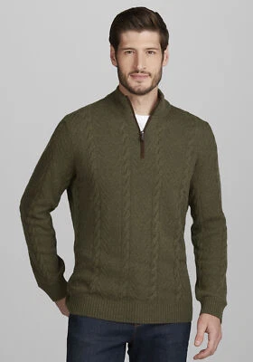 Jos. A. Bank Men's Tailored Fit 1/4 Zip Sweater Size 2XLT NWT Cable Knit Green - Image 1 of 4