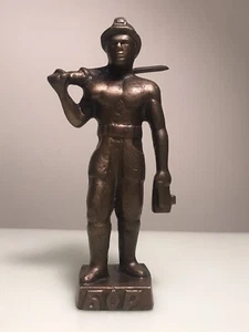BEAUTIFUL MASSIVE BRONZE VINTAGE COAL MINER FIGURINE STATUE YUGOSLAVIA 1960’ - Picture 1 of 14