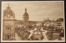 AK Mannheim Paradeplatz Monumentalbrunnen Altes Kaufhaus gelaufen 1919