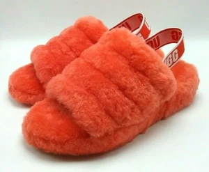 UGG FLUFF YEAH SLIDE Damen Slingback Lammfell Hausschuhe 1095119 Koralle US 6,8,10 - Bild 1 von 7