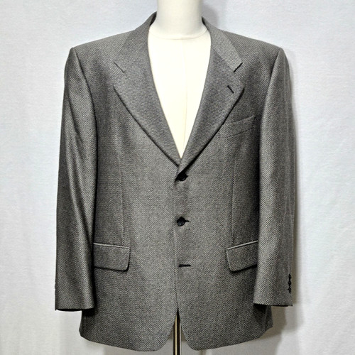 SAINT LAURENT (YSL) Yves Saint Laurent Blazer Lana Giacca Vintage YSL Cappotto Sportivo Uomo Spina di Pesce 46