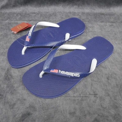 Sandalias Havaianas Unisex Delgadas Chanclas - Logo de EE. UU. Azul Marino Talla 9. Foto 1 de 4
