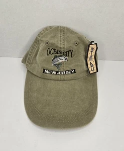 Ocean City New Jersey Fishing Adjustable Hat Green Cap Embroidered Long Bill VTG - Picture 1 of 19