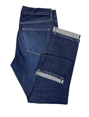 Jeans masculino Uniqlo Selvedge 32x31 slim reto Kaihara brim cru lavagem escura - Imagem 1 de 4