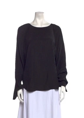 Blusa negra manga larga 100 % seda con montura Foto 1 de 4