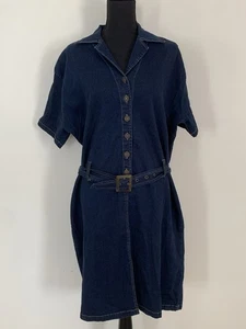 Street Blues Dark Walk Denim Jean Dress Belted Short Sleeve Women’s Plus Size 2X - Picture 1 of 9