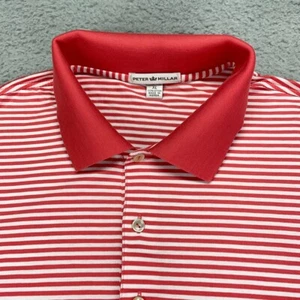 PETER MILLAR Golf Polo Shirt Mens XL Red Pilot Striped Cotton MS14K02 GN GC - Picture 1 of 14