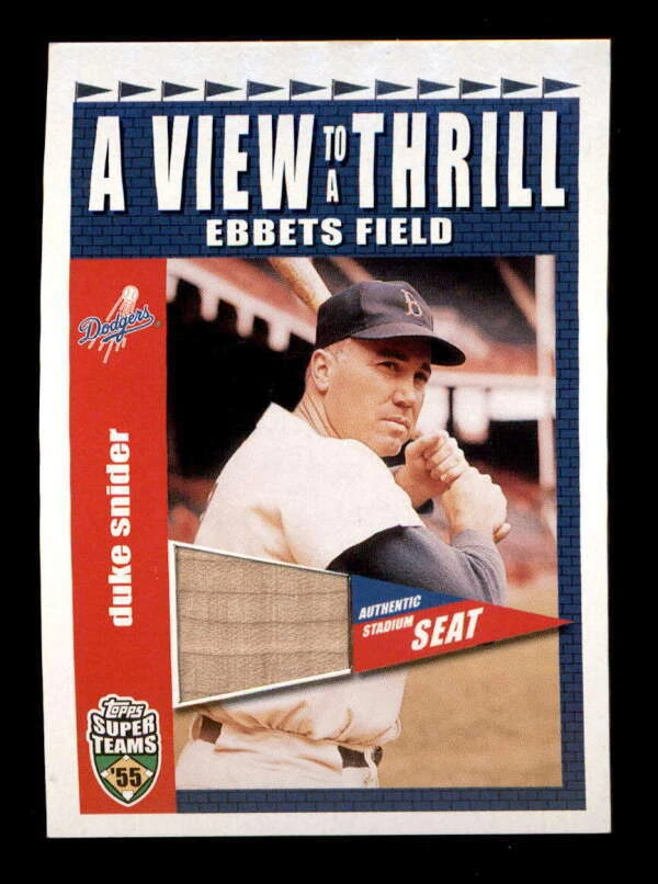 DUKE SNIDER 2002 TOPPS SUPER TEAMS VIEW TO THRILL EBBETS FIELD SEAT RELIC BF5801 - Image 1 of 1
