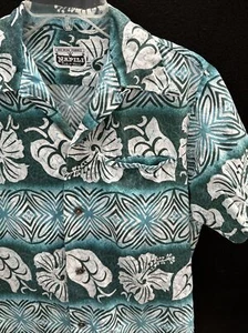 Camisa de Colección Años 60 Napili Floral Hawaiana Cuello de Algodón Loop ~Pequeña~Botones de Metal - Imagen 1 de 8