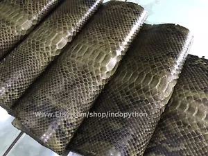Genuine Python Leather, Exotic Snake Skin, Green SnakeSkin, Green Python Leather - Picture 1 of 8