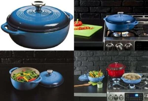 Lodge EC3D33 Enameled Cast Iron Dutch Oven, 3-Quart, 3 Qt, Caribbean - Picture 1 of 5
