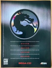 1994 Mortal Kombat Sega CD Vintage Print Ad/Poster Original Promo Art Authentic